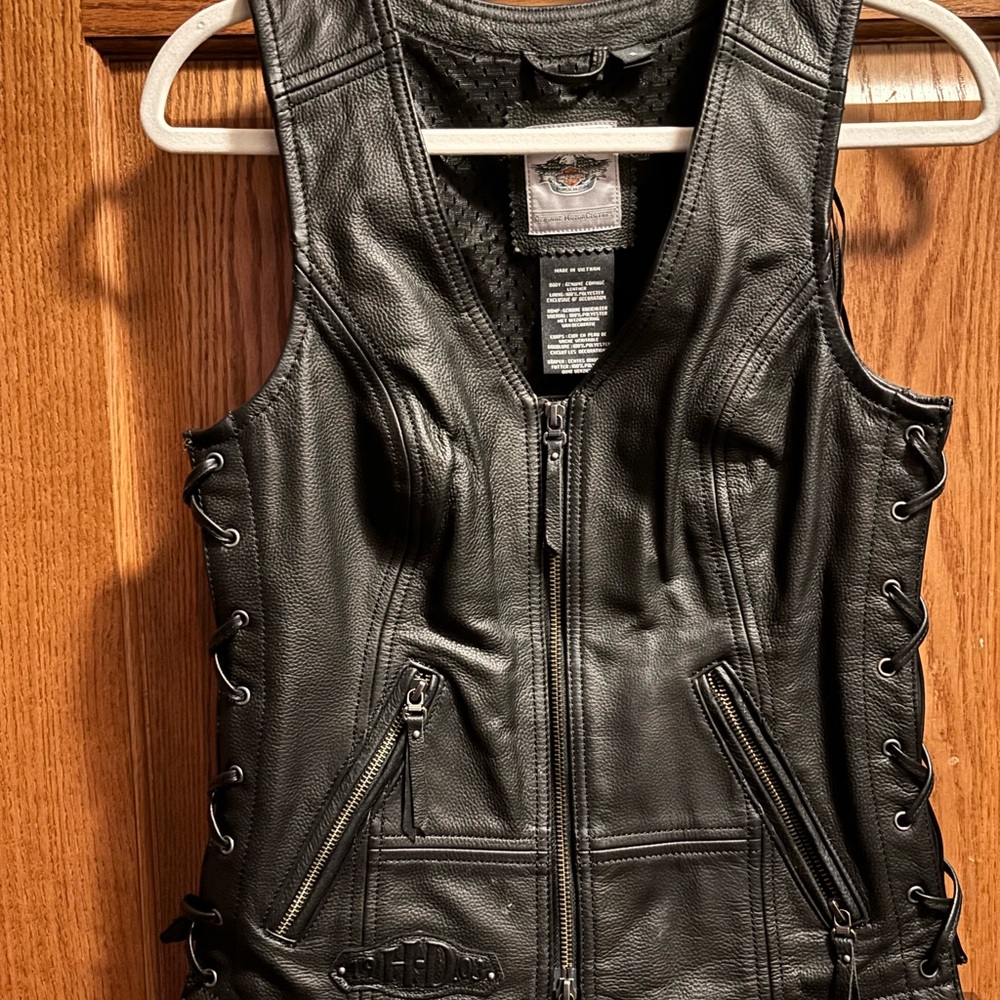 COPY - Harley Davidson women’s fringed leather riding vest.